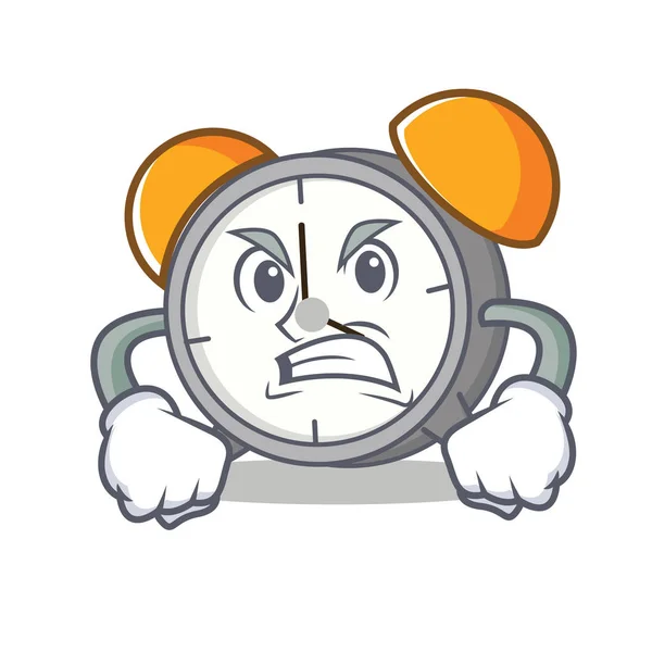 Angry alarm clock mascot cartoon — Stock Vector