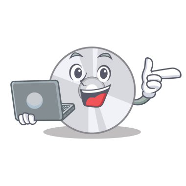 Laptop Cd karakter karikatür tarzı ile