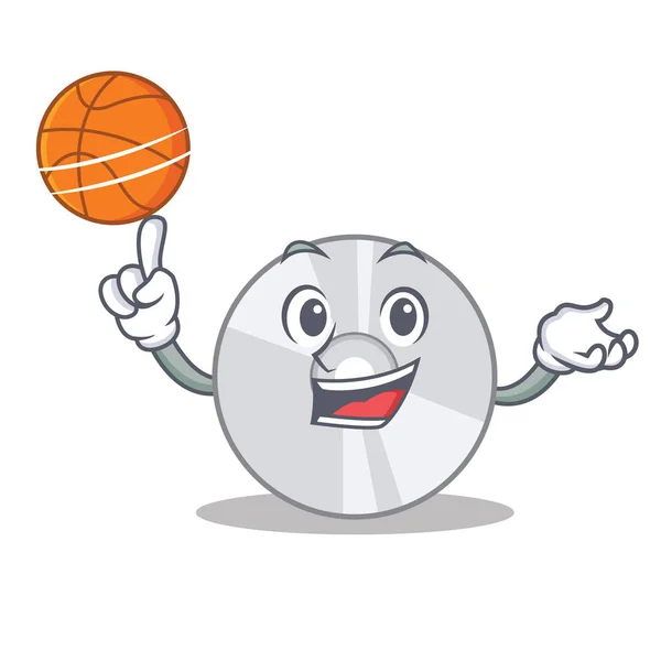 Basketbol ile Cd karakter karikatür tarzı — Stok Vektör