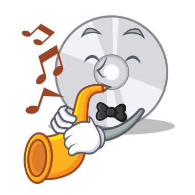 Trompet ile Cd maskot karikatür tarzı