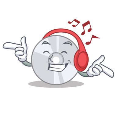 Müzik Cd maskot karikatür tarzı dinleme