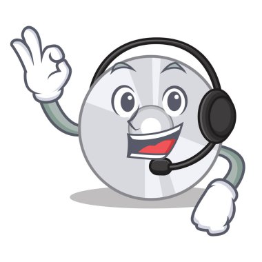 Kulaklık ile Cd maskot karikatür tarzı