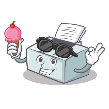 Dondurma yazıcı karakter karikatür tarzı ile