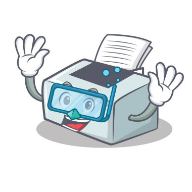 Dalış yazıcı karakter karikatür tarzı