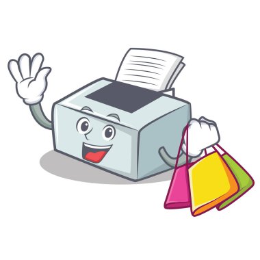 Yazıcı karakter karikatür tarzı alışveriş