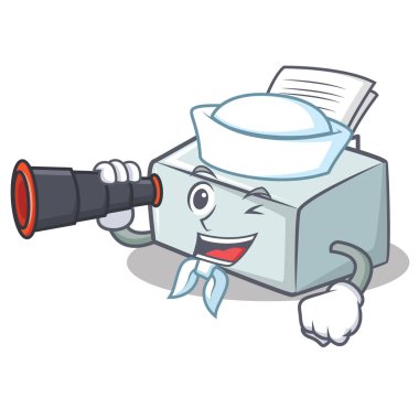 Denizci dürbün yazıcı maskot karikatür tarzı ile