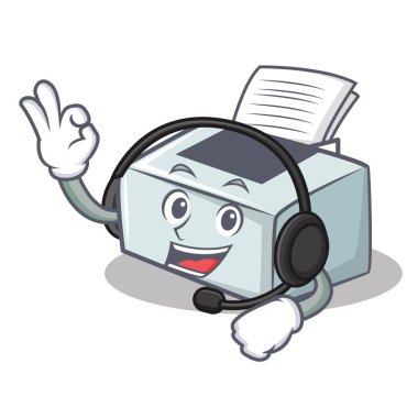 Kulaklık yazıcı maskot karikatür tarzı ile