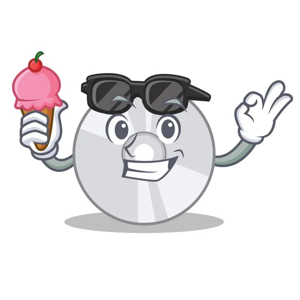 Com sorvete CD personagem desenho animado estilo —  Vetores de Stock