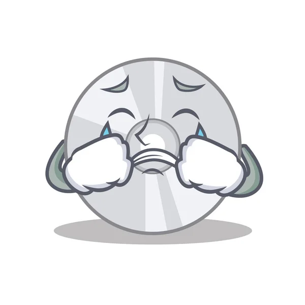 Crying CD mascote estilo cartoon — Vetor de Stock