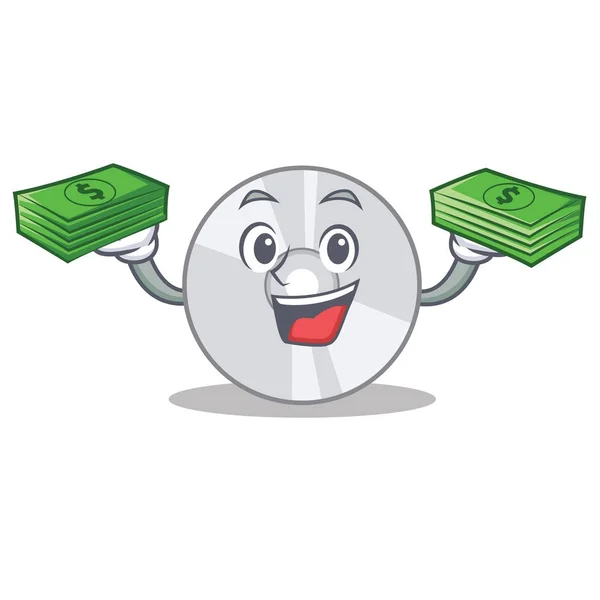 Com dinheiro CD mascote estilo cartoon — Vetor de Stock