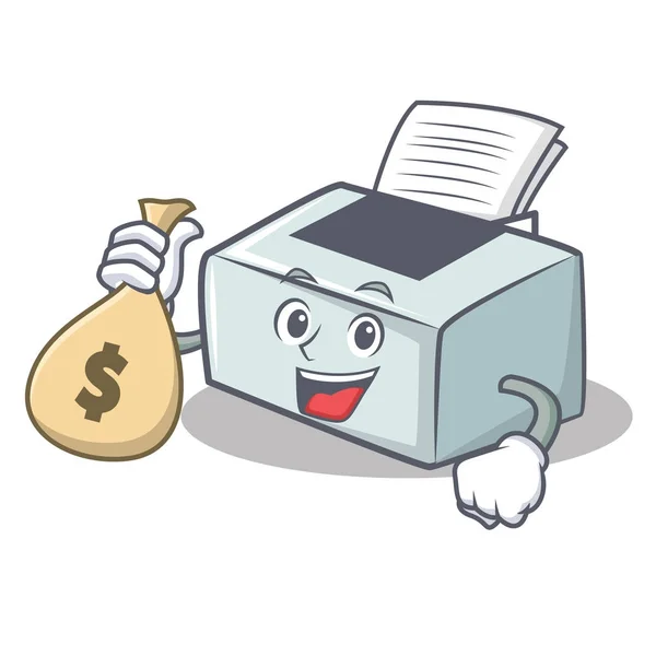 Με χρήματα τσάντα στυλ καρτούν χαρακτήρα του εκτυπωτή — Διανυσματικό Αρχείο