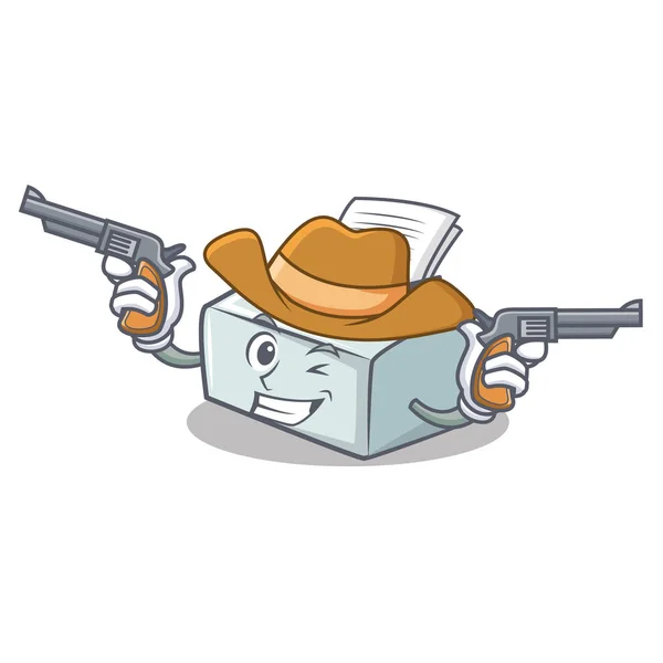 Cowboy printer character cartoon style — Stock Vector
