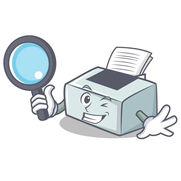 Detective printer character cartoon style — Stock Vector