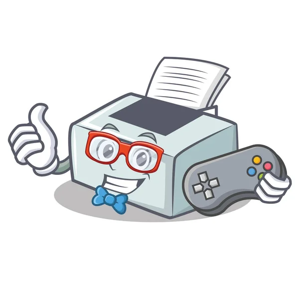 Gamer impressora mascote estilo cartoon — Vetor de Stock