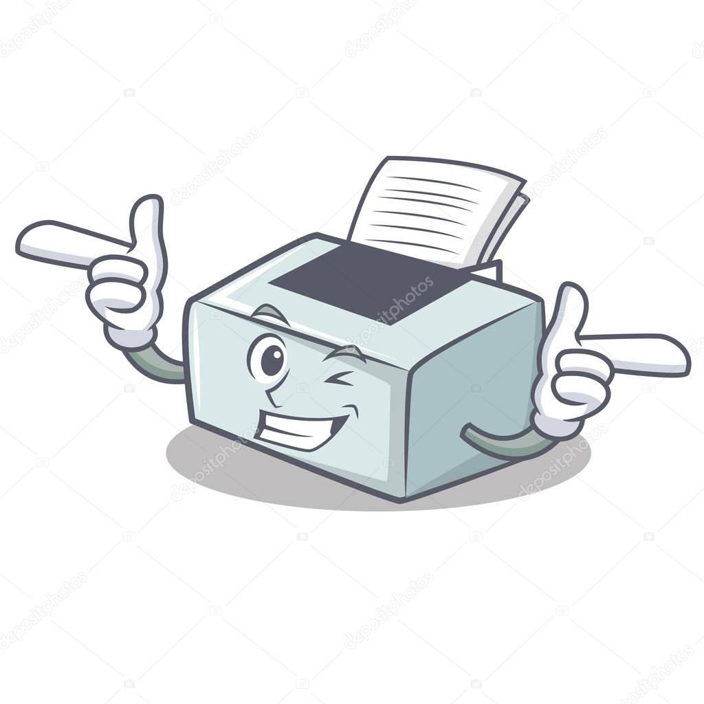 Wink printer character cartoon style