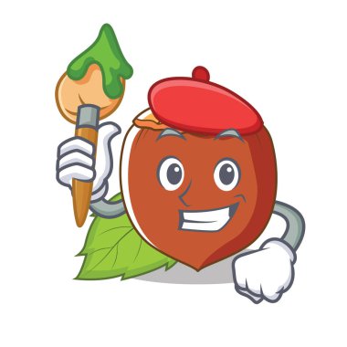 Sanatçı fındık karakter karikatür tarzı