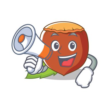 Megafon fındık karakter karikatür tarzı ile