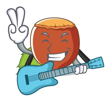 Gitar fındık maskot karikatür tarzı ile