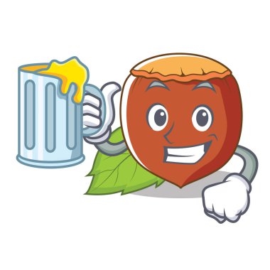 Suyu fındık maskot karikatür tarzı ile