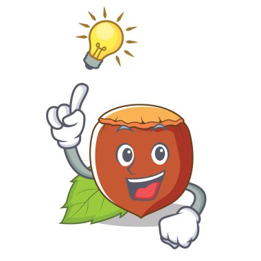 Bir fikir fındık maskot karikatür tarzı var