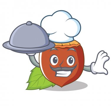 Şef gıda fındık maskot karikatür tarzı ile