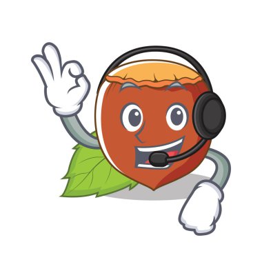 Kulaklık fındık maskot karikatür tarzı ile