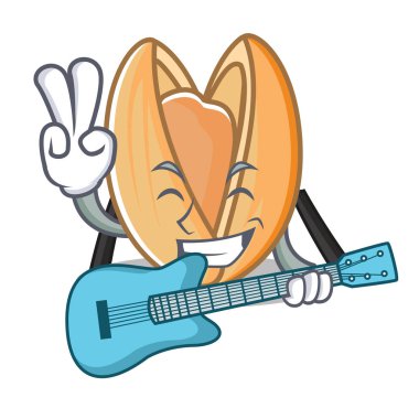 Gitar Antep fıstığı maskot karikatür ile