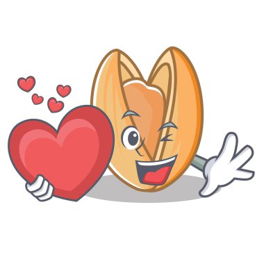 Kalp Antep fıstığı maskot karikatür ile