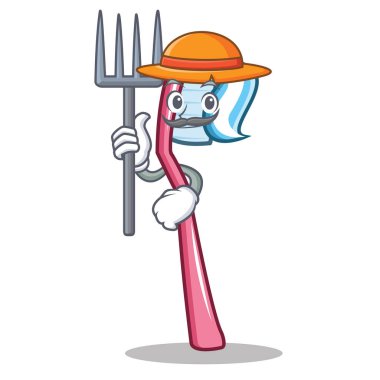 Çiftçi diş fırçası karakter karikatür tarzı