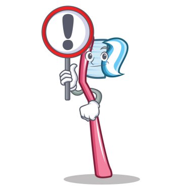 İşareti diş fırçası karakter karikatür tarzı ile