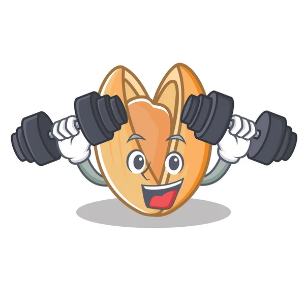 Fitness pistachio karakter kartun kacang - Stok Vektor