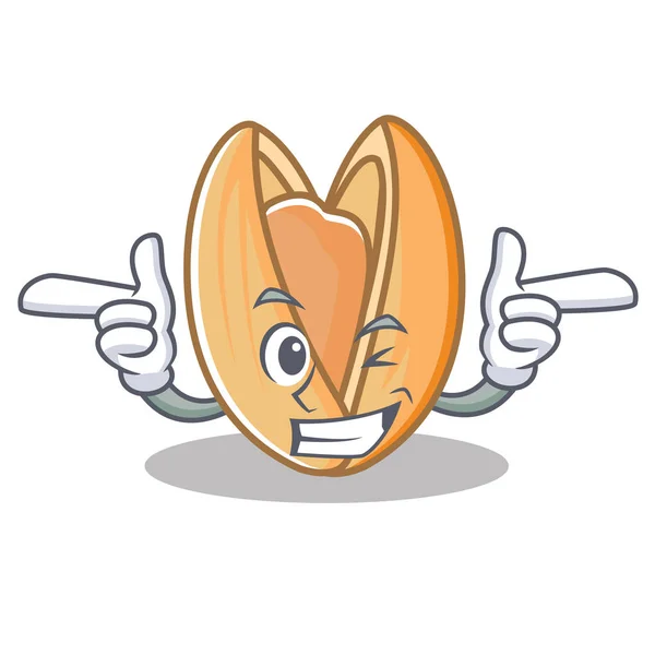 Kartun karakter kacang pistachio Wink - Stok Vektor