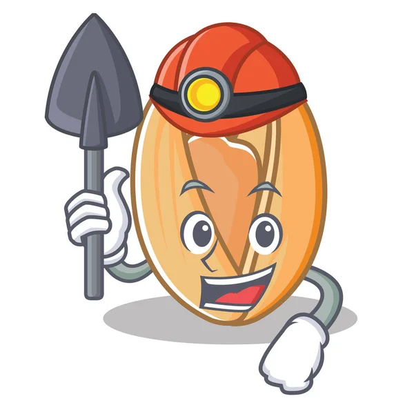 Miner pistachio nut mascot cartoon — Stock Vector