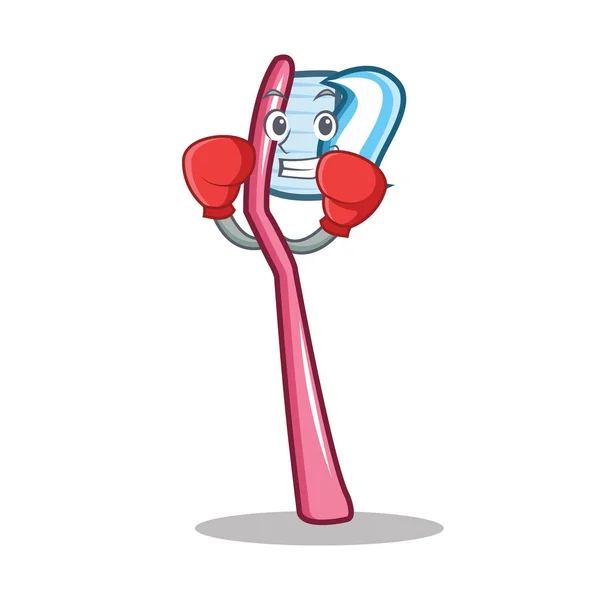 Boxing toothbrush character cartoon style — Stock Vector