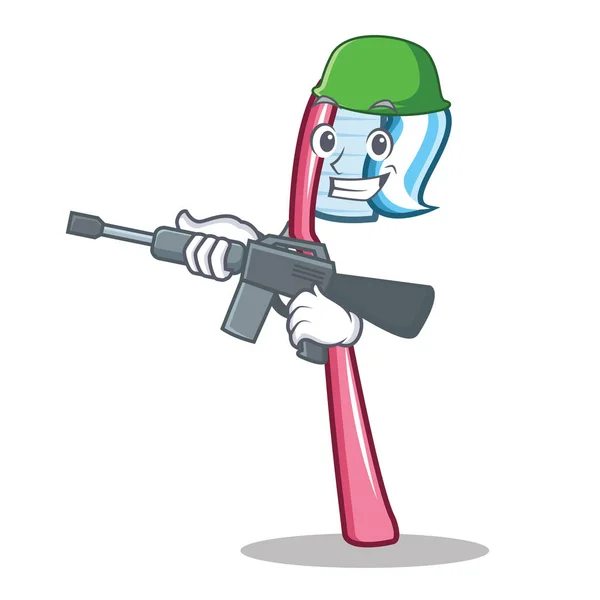 Ordu diş fırçası karakter karikatür tarzı — Stok Vektör