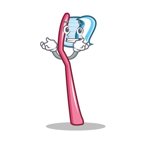 Grinning toothbrush character cartoon style — Stock Vector
