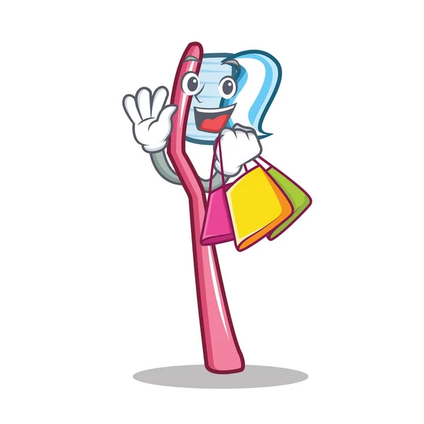 Shopping brosse à dents personnage style dessin animé — Image vectorielle