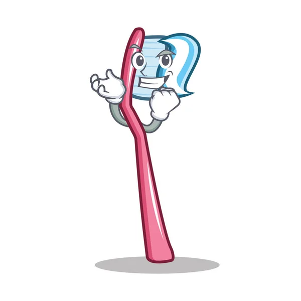 Başarılı diş fırçası karakter karikatür tarzı — Stok Vektör