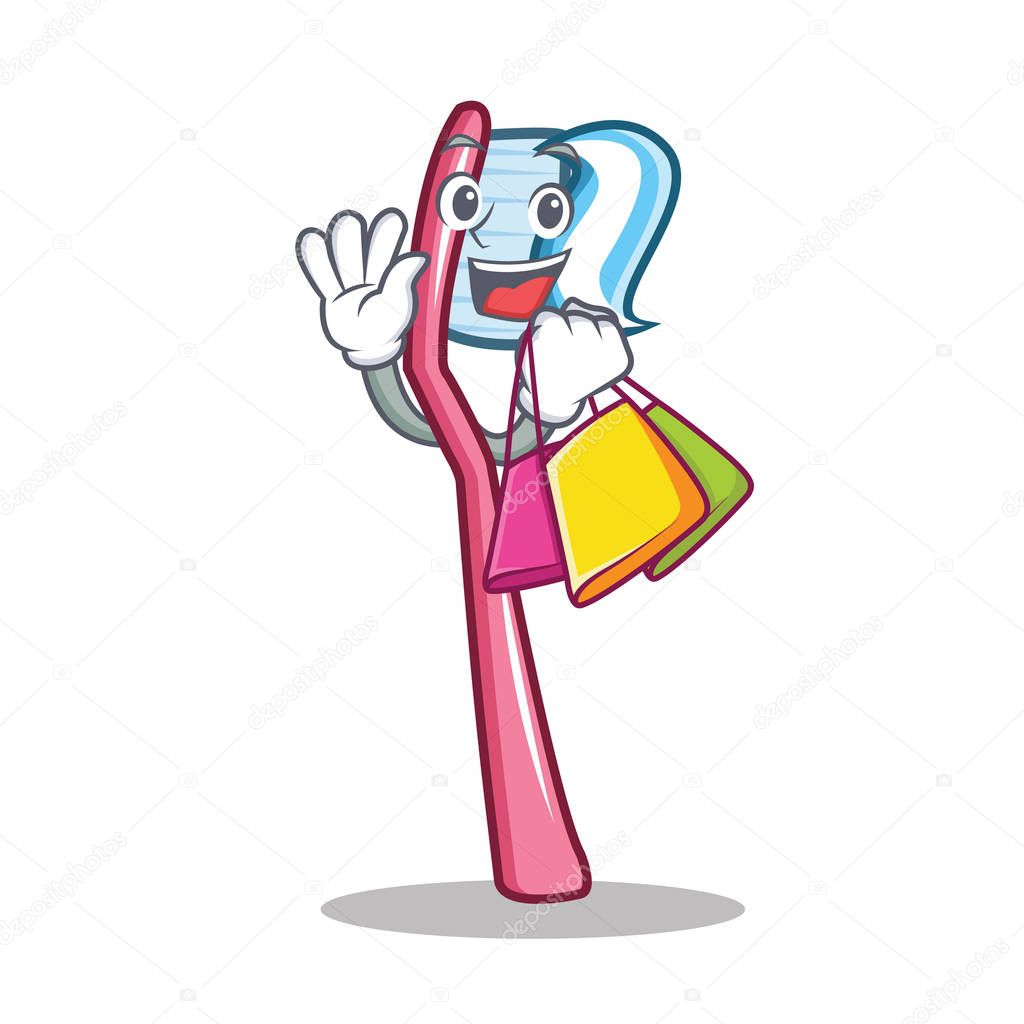 Shopping toothbrush character cartoon style