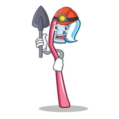 Madenci diş fırçası maskot karikatür tarzı