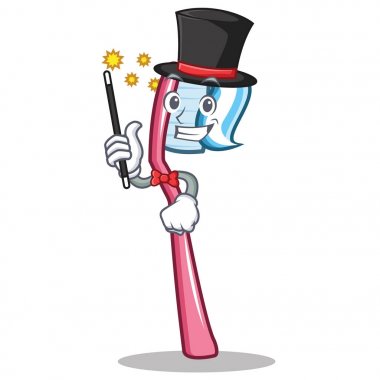 Sihirbaz diş fırçası maskot karikatür tarzı
