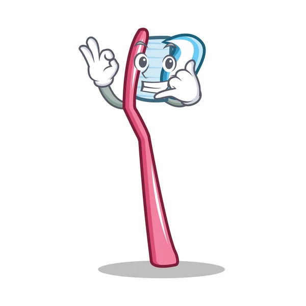 Call me toothbrush mascot cartoon style — Stock Vector