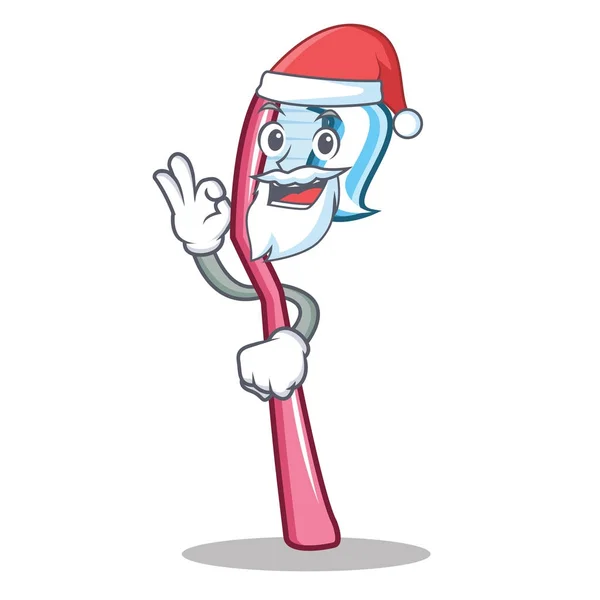 Santa toothbrush mascot cartoon style — Stock Vector