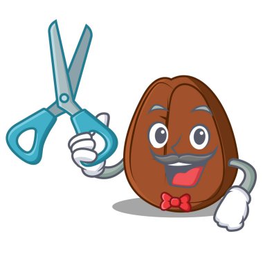 Kuaför kahve çekirdeği karakter karikatür