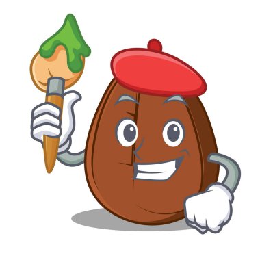 Sanatçı kahve çekirdeği karakter karikatür