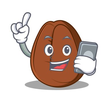 Telefon kahve çekirdeği karakter karikatür ile