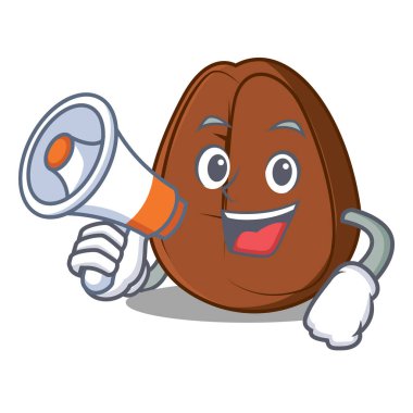 Megafon kahve çekirdeği karakter karikatür ile
