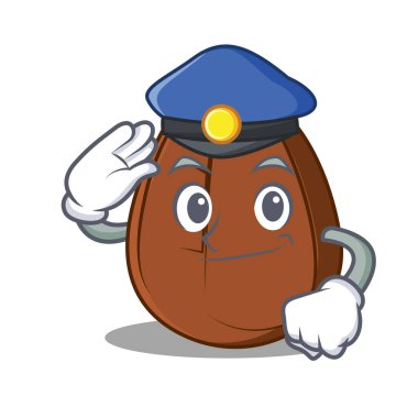 Polis kahve çekirdeği karakter karikatür