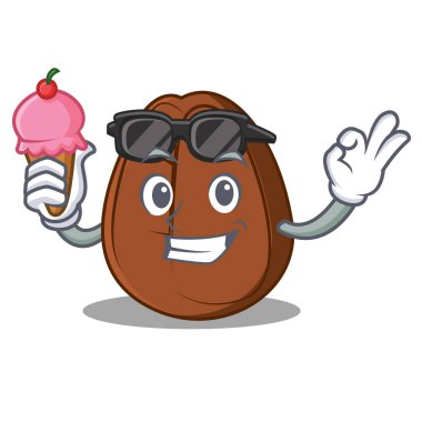 Dondurma kahve çekirdeği karakter karikatür ile