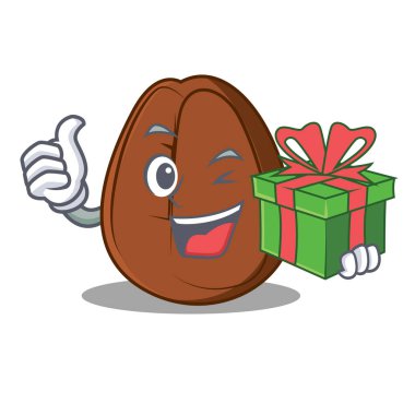 Hediye kahve çekirdeği maskot karikatür ile